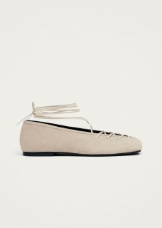 Women's Bumi Suede Cream Leather Ballet Flats Women's Bumi Suede Cream Leather Ballet Flats